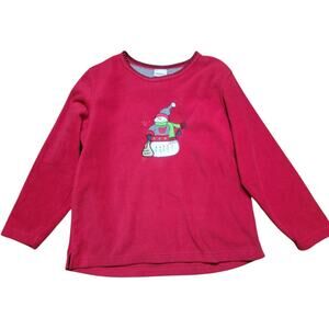 Jenny Buchanan Red Fleece Sweatshirt Snowman Christmas Winter M Medium